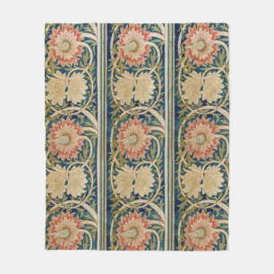 William Morris Rosa Blommig Sidenbroderi Antik Fleecefilt