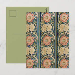 William Morris Rosa Blommig Sidenbroderi Antik Vykort