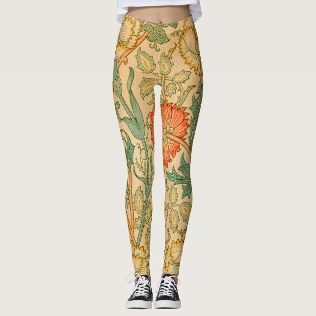 William Morris Rosa och Ro berömd mönster Leggings (Framsida)