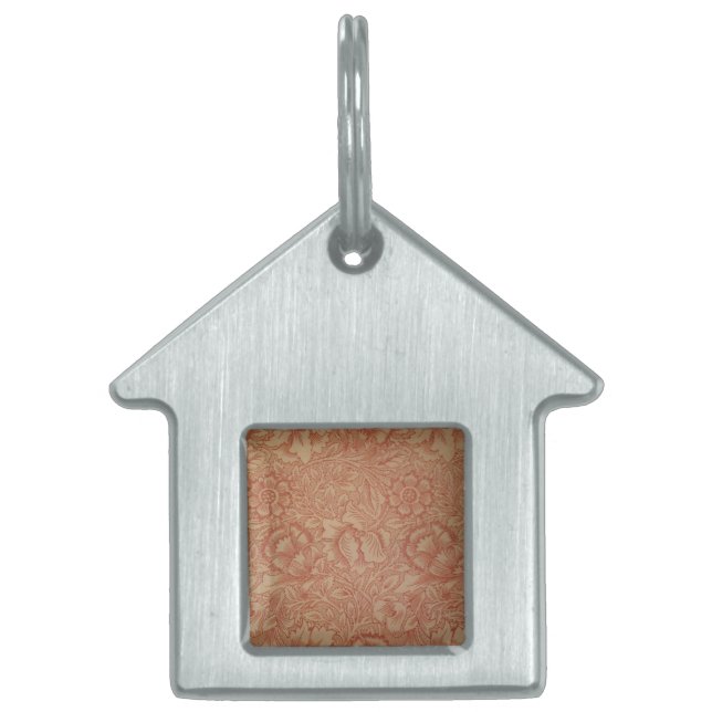 William Morris Rosa Poppy Flower Blommigt ID-bricka Husdjur (Framsidan)