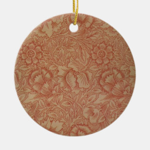 William Morris Rosa Poppy Flower Blommigt Julgransprydnad Keramik