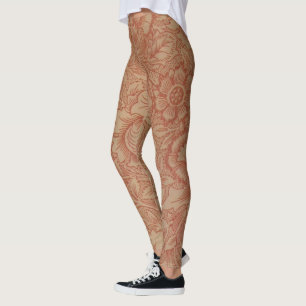 William Morris Rosa Poppy Flower Blommigt Leggings