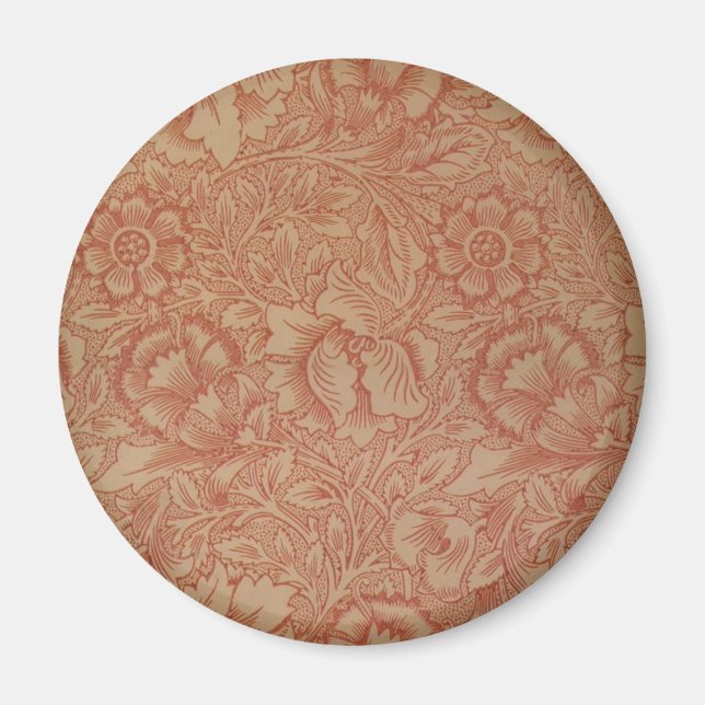 William Morris Rosa Poppy Flower Blommigt Magnet (Framsidan)