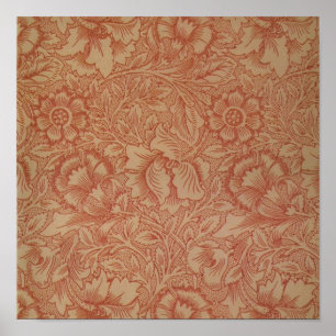 William Morris Rosa Poppy Flower Blommigt Poster