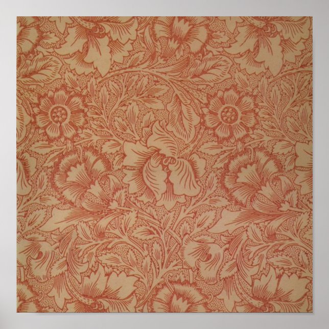 William Morris Rosa Poppy Flower Blommigt Poster (Framsidan)