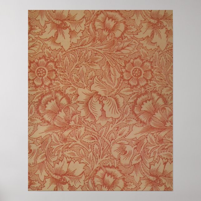 William Morris Rosa Poppy Flower Blommigt Poster (Framsidan)
