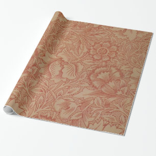 William Morris Rosa Poppy Flower Blommigt Presentpapper