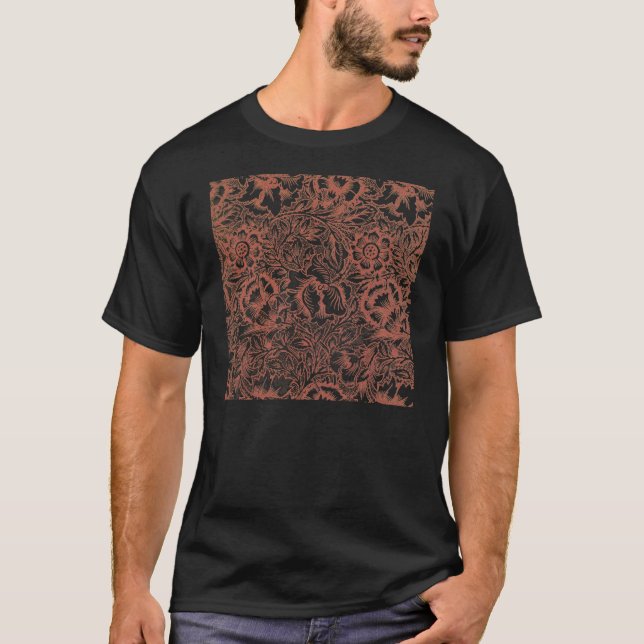 William Morris Rosa Poppy Flower Blommigt T Shirt (Framsida)