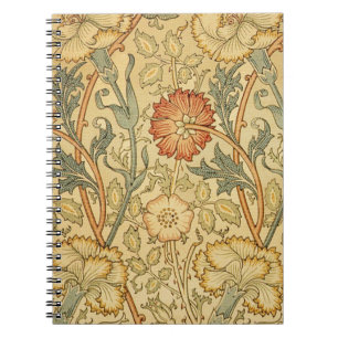 William Morris Rosa ros Flower Tapet Mönster Anteckningsbok Med Spiral