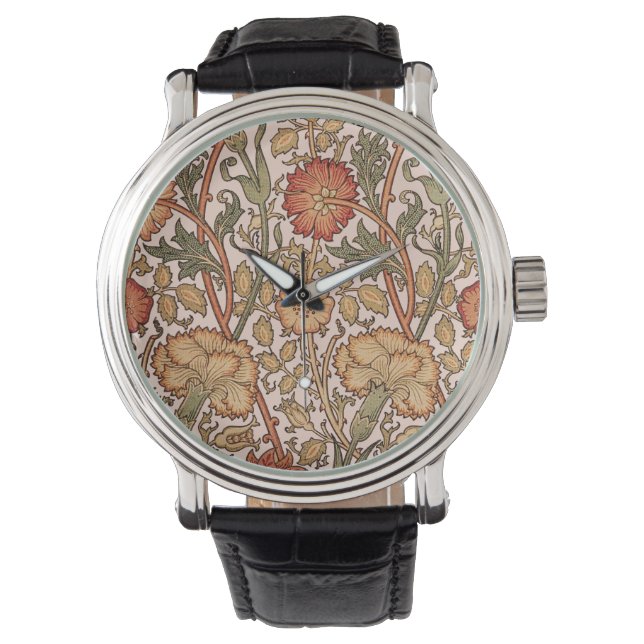 William Morris Rosa ros Flower Tapet Mönster Armbandsur (Framsida)