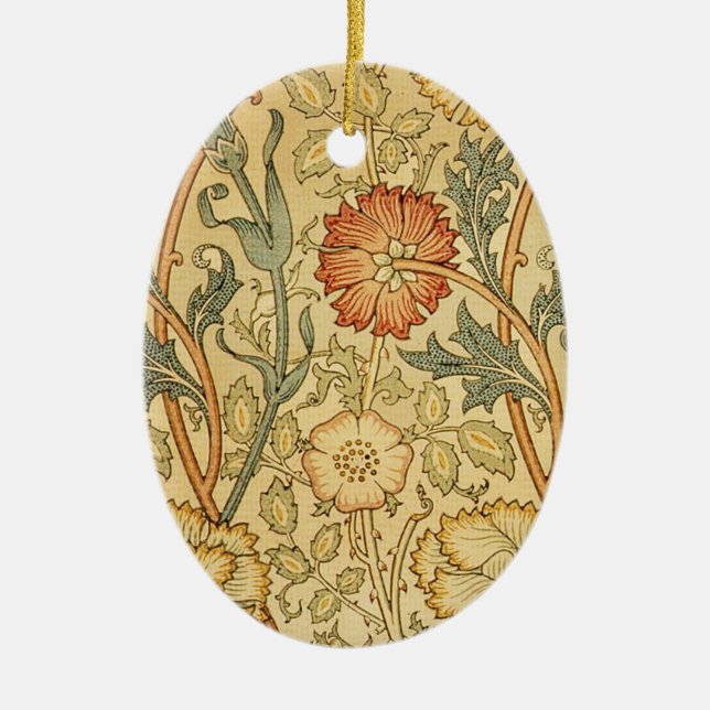 William Morris Rosa ros Flower Tapet Mönster Julgransprydnad Keramik (Framsidan)