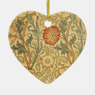 William Morris Rosa ros Flower Tapet Mönster Julgransprydnad Keramik