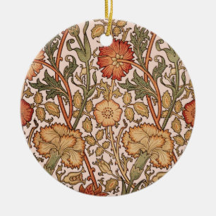 William Morris Rosa ros Flower Tapet Mönster Julgransprydnad Keramik