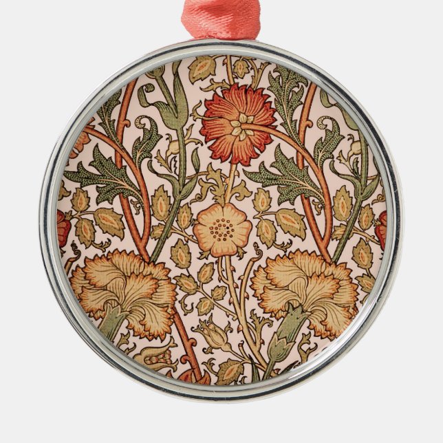 William Morris Rosa ros Flower Tapet Mönster Julgransprydnad Metall (Framsidan)