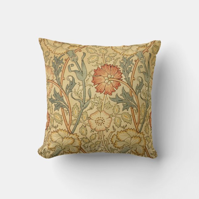 William Morris Rosa ros Flower Tapet Mönster Kudde (Framsida)