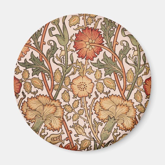 William Morris Rosa ros Flower Tapet Mönster Magnet (Framsidan)