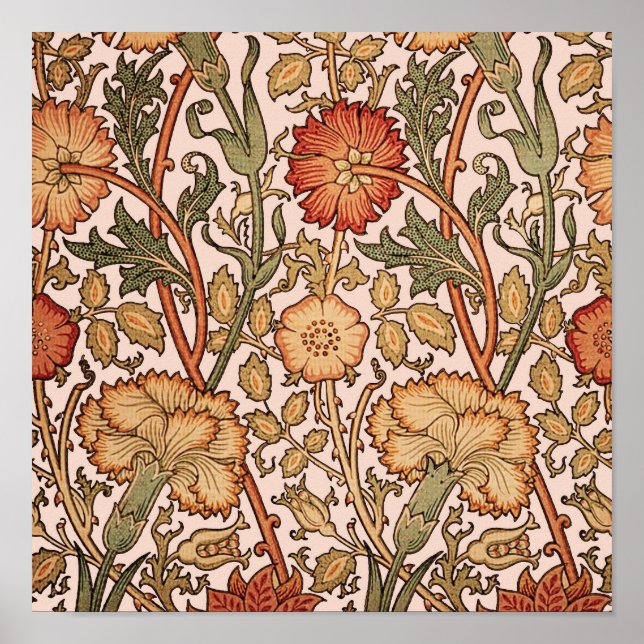 William Morris Rosa ros Flower Tapet Mönster Poster (Framsidan)