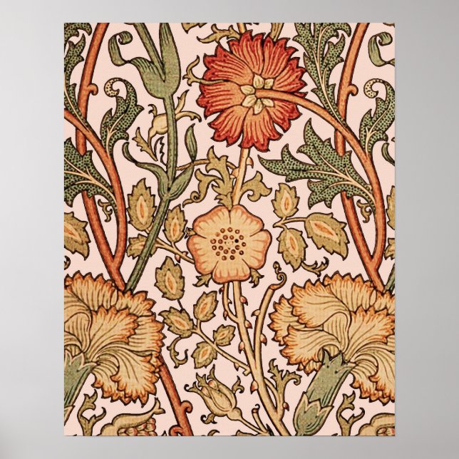 William Morris Rosa ros Flower Tapet Mönster Poster (Framsidan)