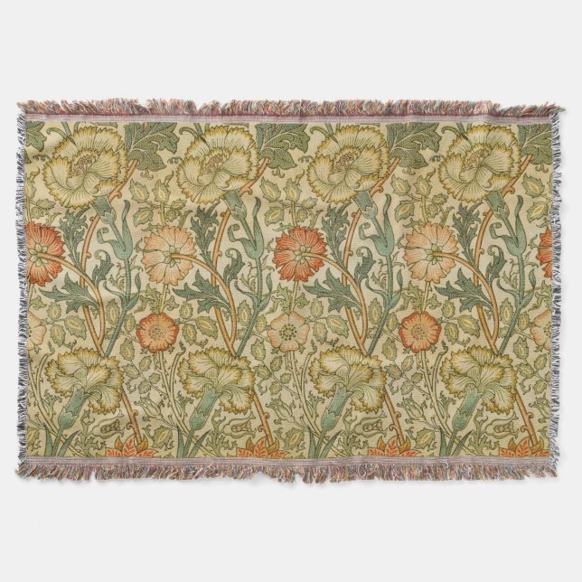 William Morris Rosa Rosengräns Blommig Konst Filt (Framsidan)