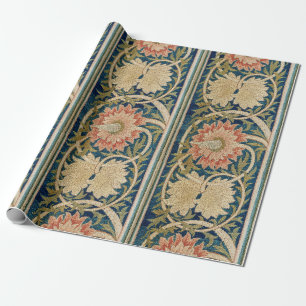 William Morris Rosa Sidenbroderi Antik Presentpapper