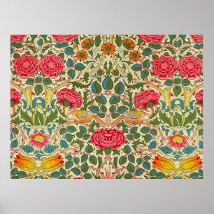 William Morris Rose Blommig Chintz Rosa Poster