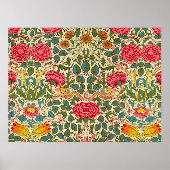 William Morris Rose Blommig Chintz Rosa Poster (Framsidan)