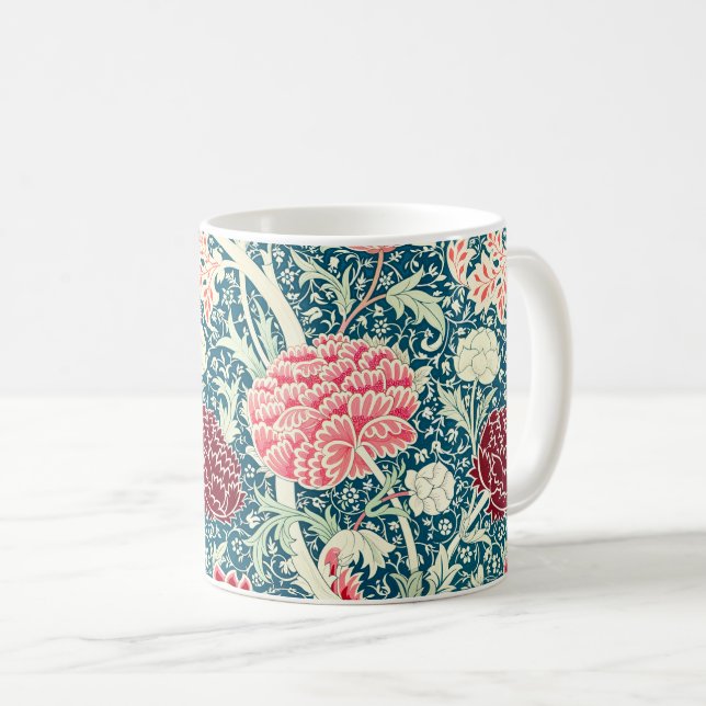 William Morris Rose Guld Grön Blå Blommönster Kaffemugg (Framsida höger)