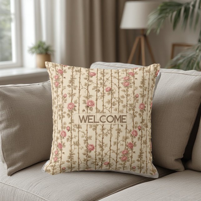 William Morris Rose Klättrande Trädgårdsdekoration Kudde (William Morris Rose Climbing Trellis Decorative Throw Pillow)