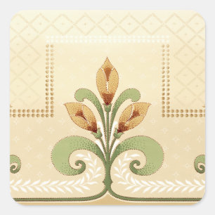 William Morris Row of Lilies Fyrkantigt Klistermärke