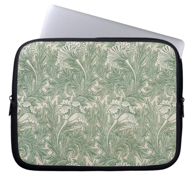 William Morris Sagegrön Tulpanmönster: Vintage Laptop Fodral (Framsidan)