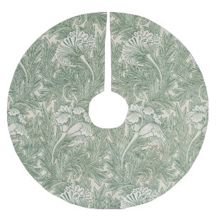 William Morris Sagegröna Tulpanmönster: Vintage Julgransmatta Borstad Polyester