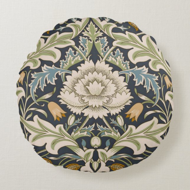 William Morris Severn Blommönster Classic Rund Kudde (Framsidan)