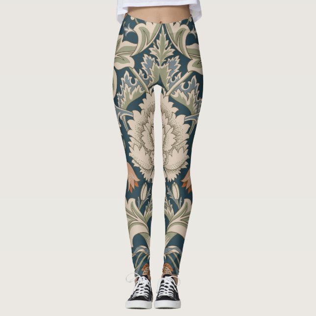 William Morris Severn Blomsterträdgård Blomma Klas Leggings (Framsida)