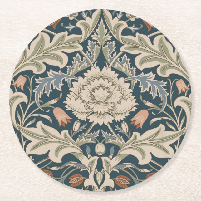William Morris Severn Blomsterträdgård Blomma Klas Underlägg Papper Rund (Framsidan)