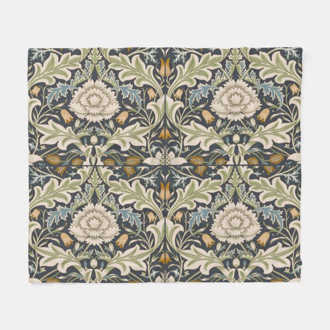 William Morris Severn Marinblå Blommig Konst Fleecefilt (Framsidan (Horisontell))