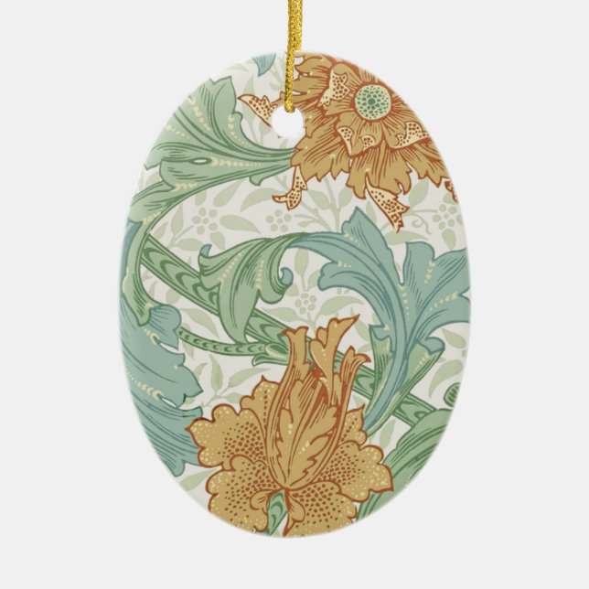 William Morris Single Stem Blommönster Julgransprydnad Keramik (Framsidan)