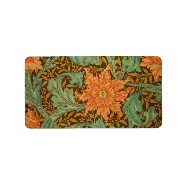 William Morris Single Stem Mönster Art nouveau Adressetikett (Framsidan)