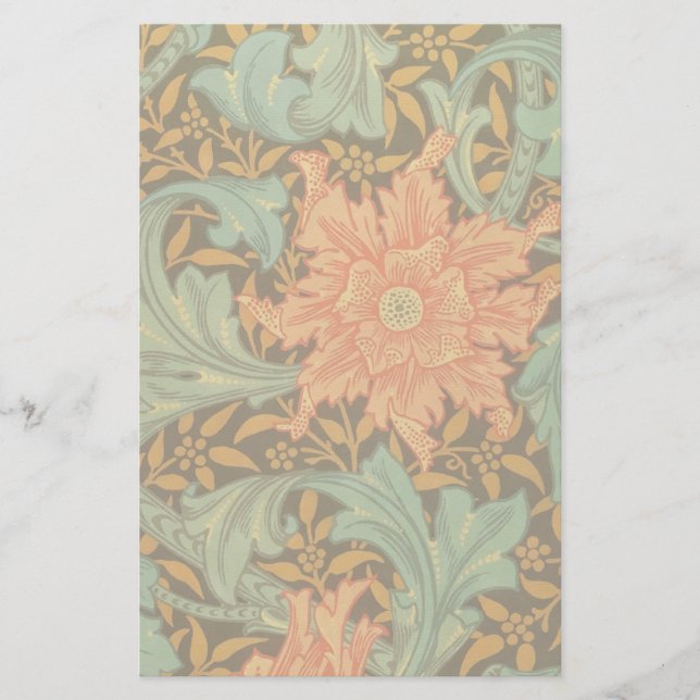William Morris Single Stem Mönster Art nouveau Brevpapper (Framsida)