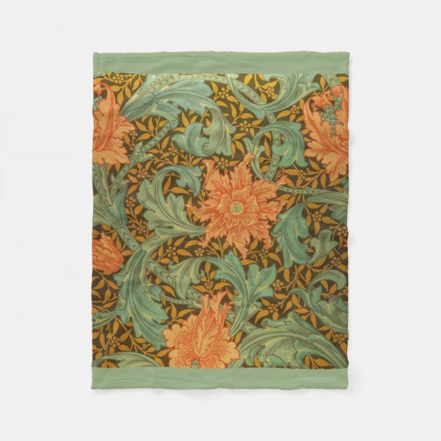 William Morris Single Stem Mönster Art nouveau Fleecefilt (Framsidan)