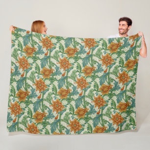 William Morris Single Stem Vintage Blommigt Flower Fleecefilt