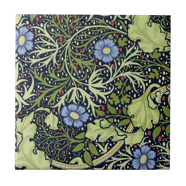 William Morris Sjögräs Antique Flower Kakelplatta (Framsidan)