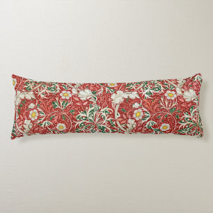 William Morris Sjögräs Antique Flower Red Grönt Kroppskudde