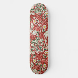 William Morris Sjögräs Antique Flower Red Grönt Mini Skateboard Bräda 18,5 Cm