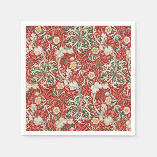 William Morris Sjögräs Antique Flower Red Grönt Pappersservett