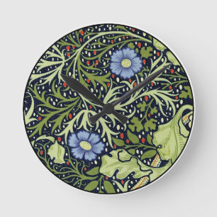 William Morris Sjögräs Antique Flower Rund Klocka