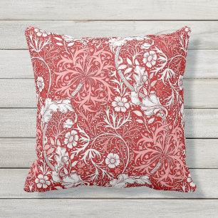 William Morris sjögräsblommigt, djupt - rött oc Kudde