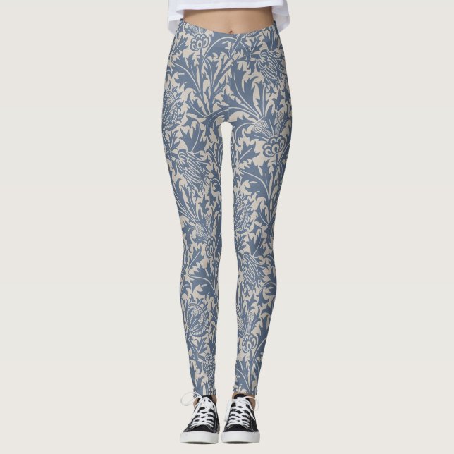 William Morris Skifferblå Tistel Tapet Leggings (Framsida)