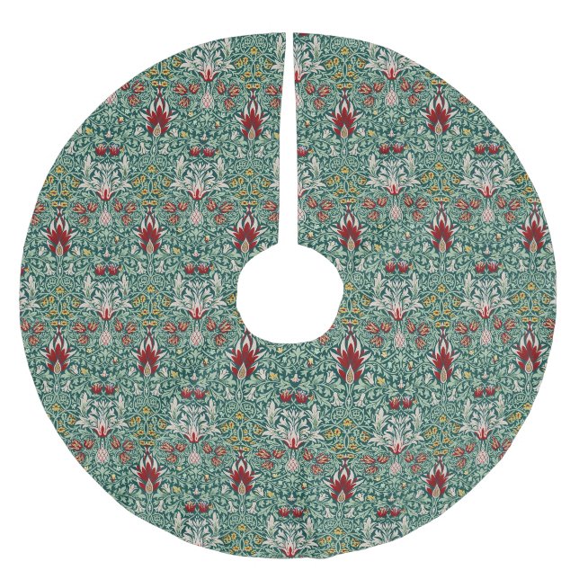 William Morris skoggrön blomster tapetsering Julgransmatta Borstad Polyester (Framsidan)