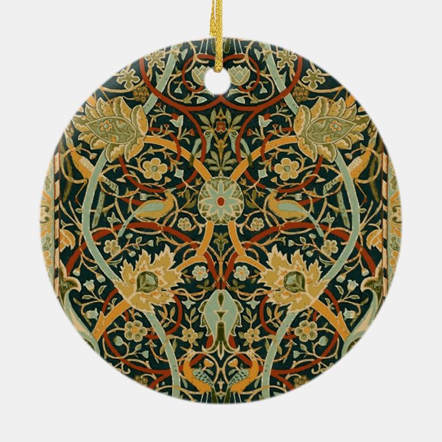 William Morris Skogstäpp Mönster: Vintage Julgransprydnad Keramik (Baksidan)