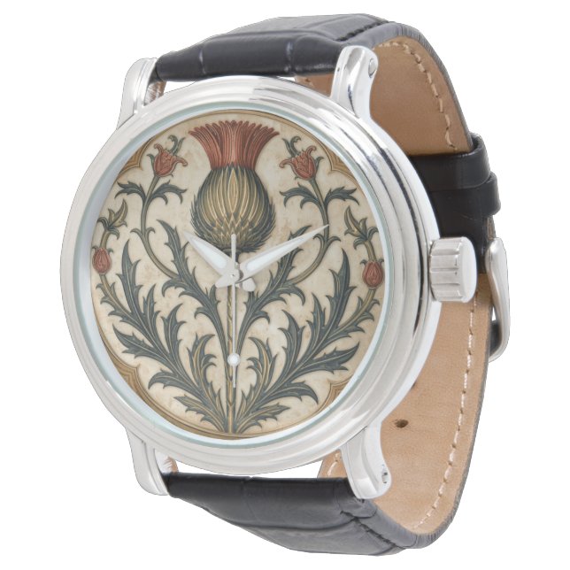 William Morris skotsk tistel vintage blommig Armbandsur (Vinklad)